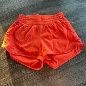 Orange Lululemon Hotty Hot Shorts